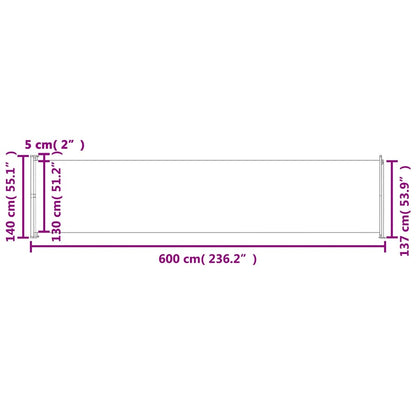 Patio Retractable Side Awning 140x600 cm Cream