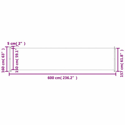 Patio Retractable Side Awning 236.2"x63" Black