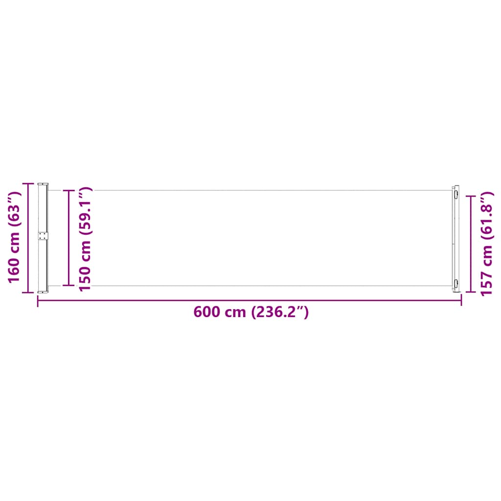 Patio Retractable Side Awning 600x160 cm Grey