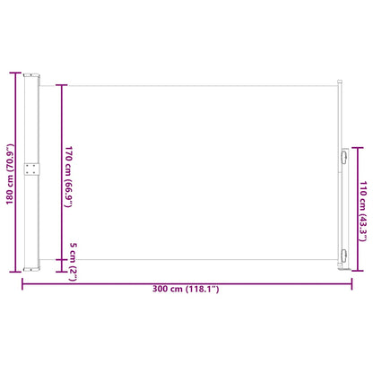 Patio Retractable Side Awning 180x300 cm Brown