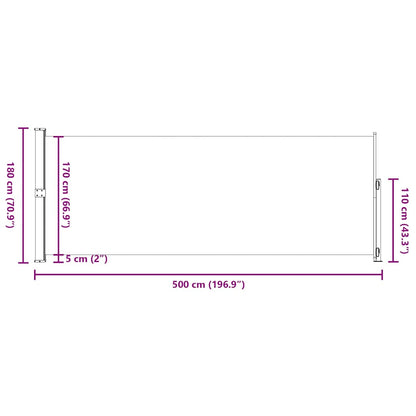 Patio Retractable Side Awning 180x500 cm Blue
