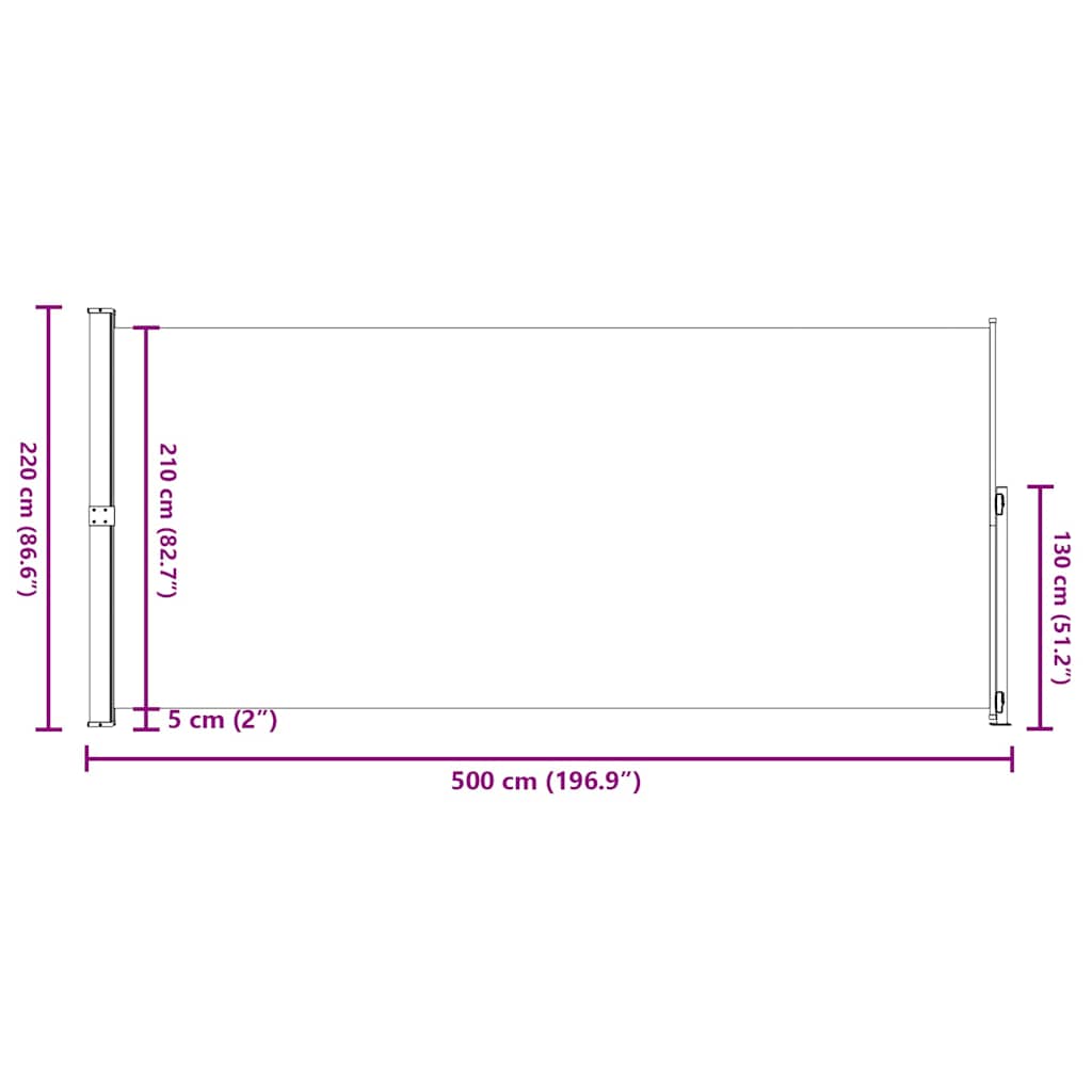 Patio Retractable Side Awning 86.6"x196.9" Cream