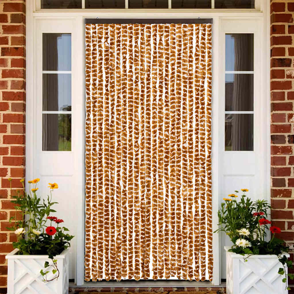 325458 vidaXL Insect Curtain Ochre and White 90x220 cm Chenille