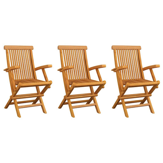 Folding Chairs 3 pcs for Garden & Outdoor Teak Wood