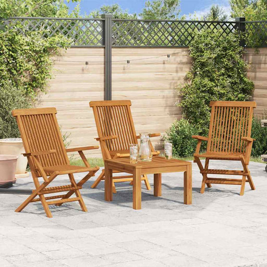 Folding Chairs 3 pcs for Garden & Outdoor Teak Wood