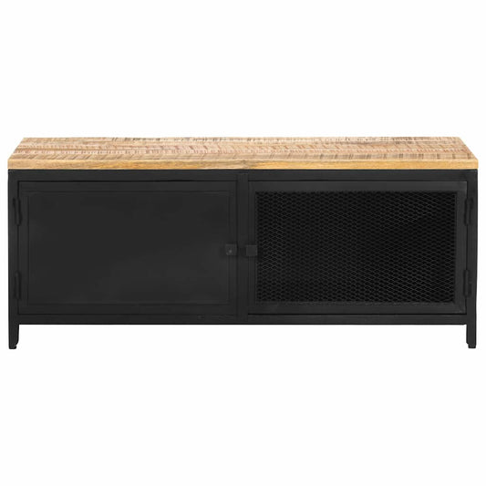 Coffee Table | Black, Natural Wood | Solid Mango Wood, Powder-Coated Iron