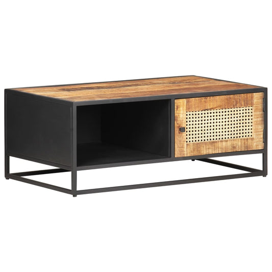 Coffee Table | Rough Mango Wood and Natural Cane