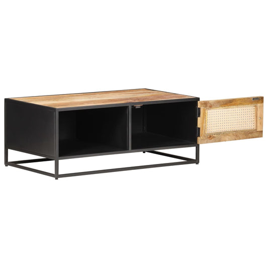 Coffee Table | Rough Mango Wood and Natural Cane