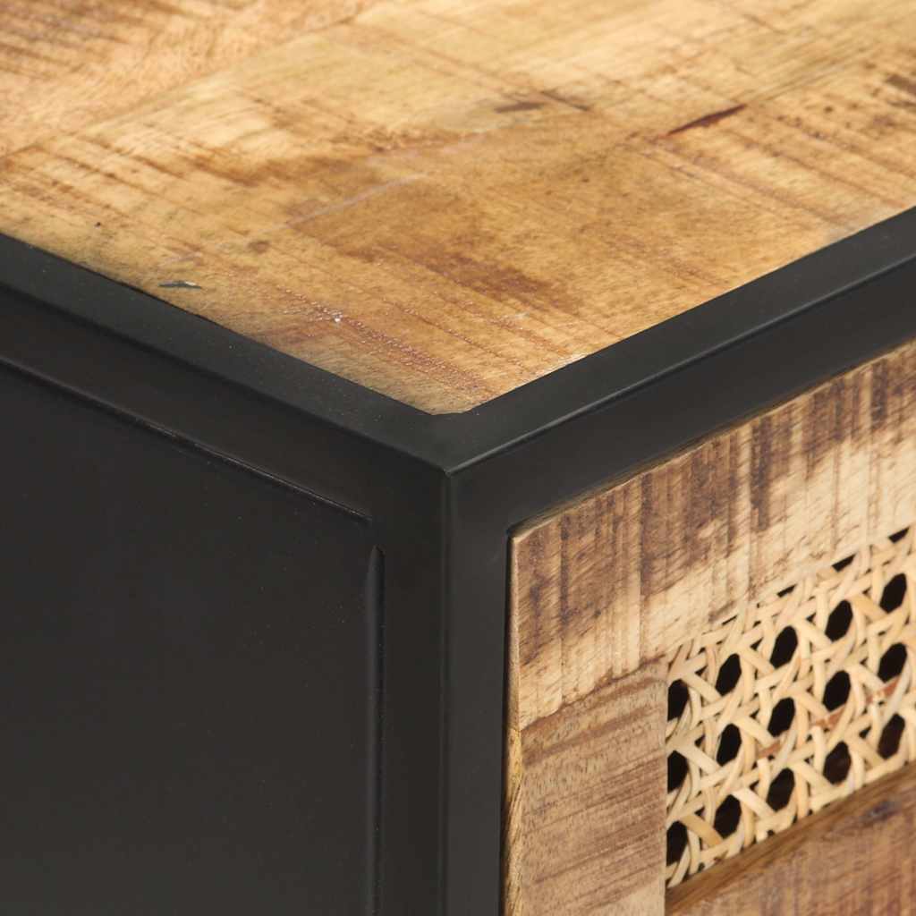 Console Table 100x35x75 cm Rough Mango Wood and Natural Cane
