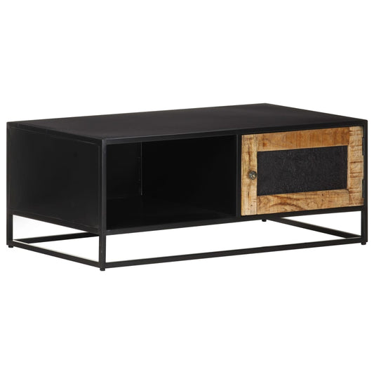 Coffee Table | Natural Mango Wood and Black | Rough Mango Wood, Iron, MDF