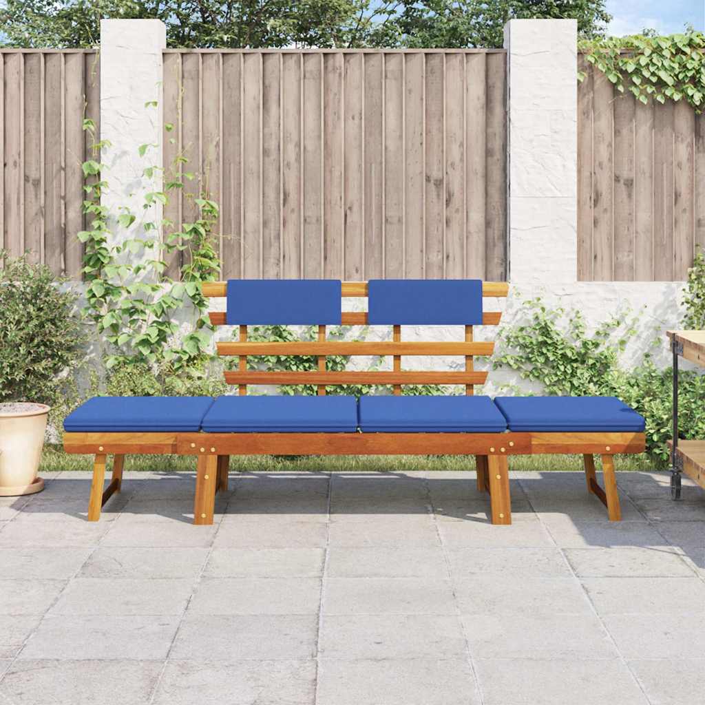 Patio Bench with Cushions 2-in-1 74.8" Solid Acacia Wood