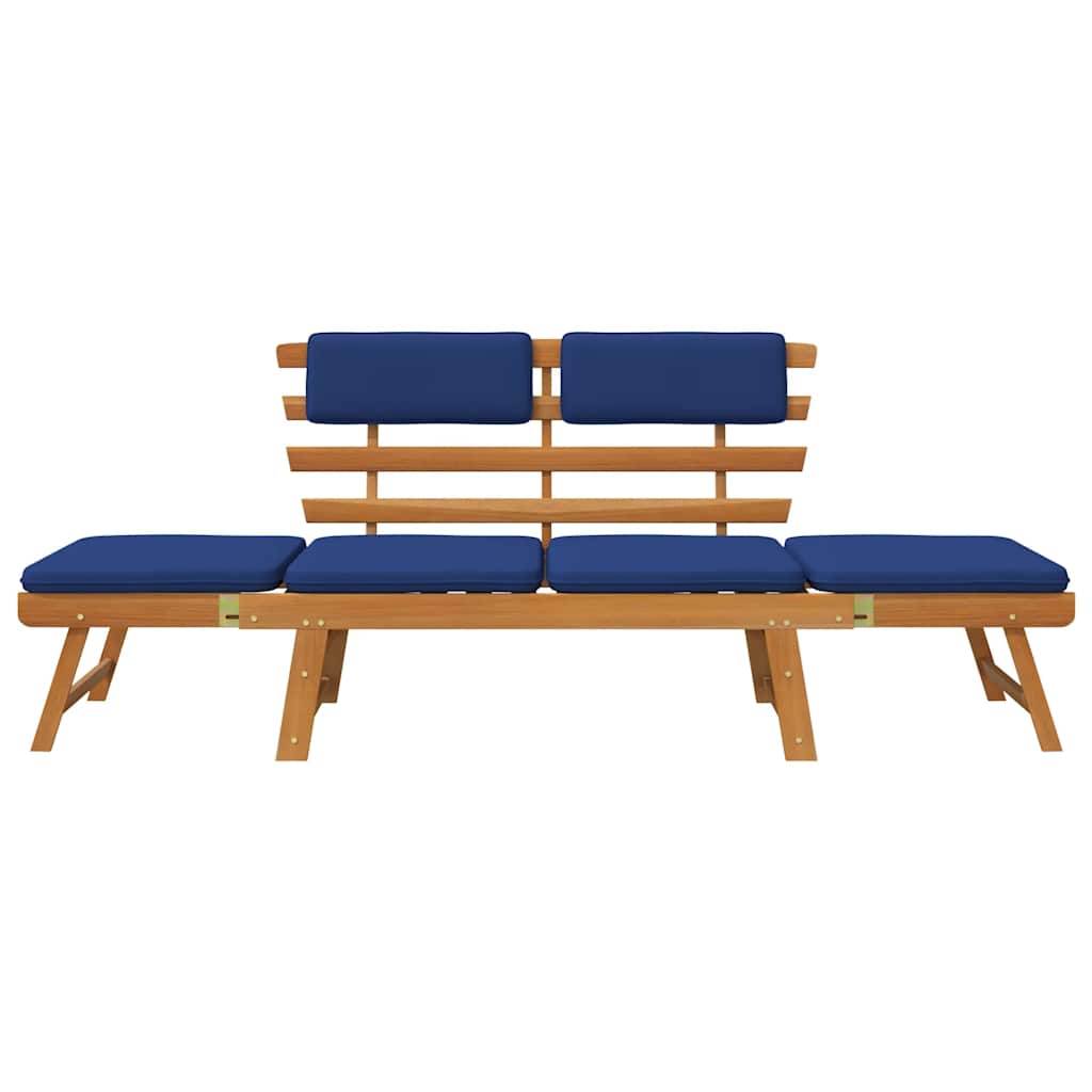 Patio Bench with Cushions 2-in-1 74.8" Solid Acacia Wood