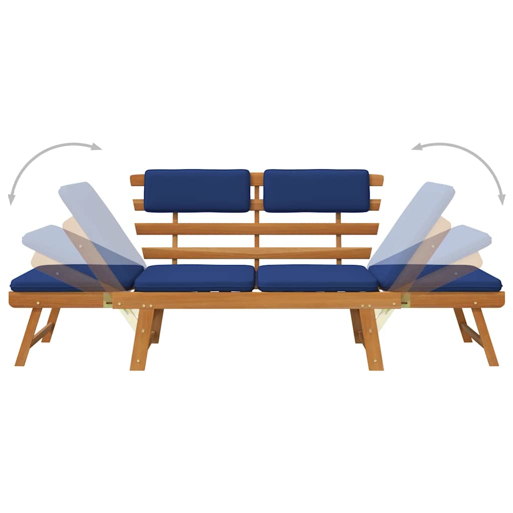 Patio Bench with Cushions 2-in-1 74.8" Solid Acacia Wood