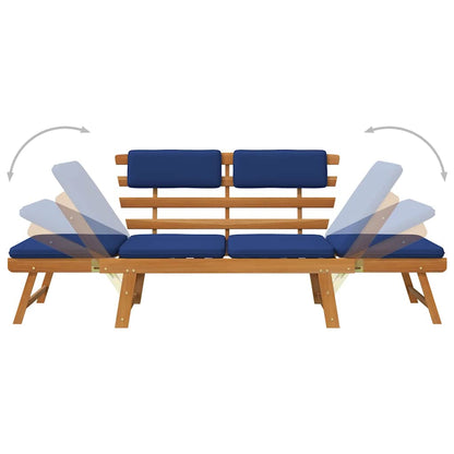 Patio Bench with Cushions 2-in-1 74.8" Solid Acacia Wood