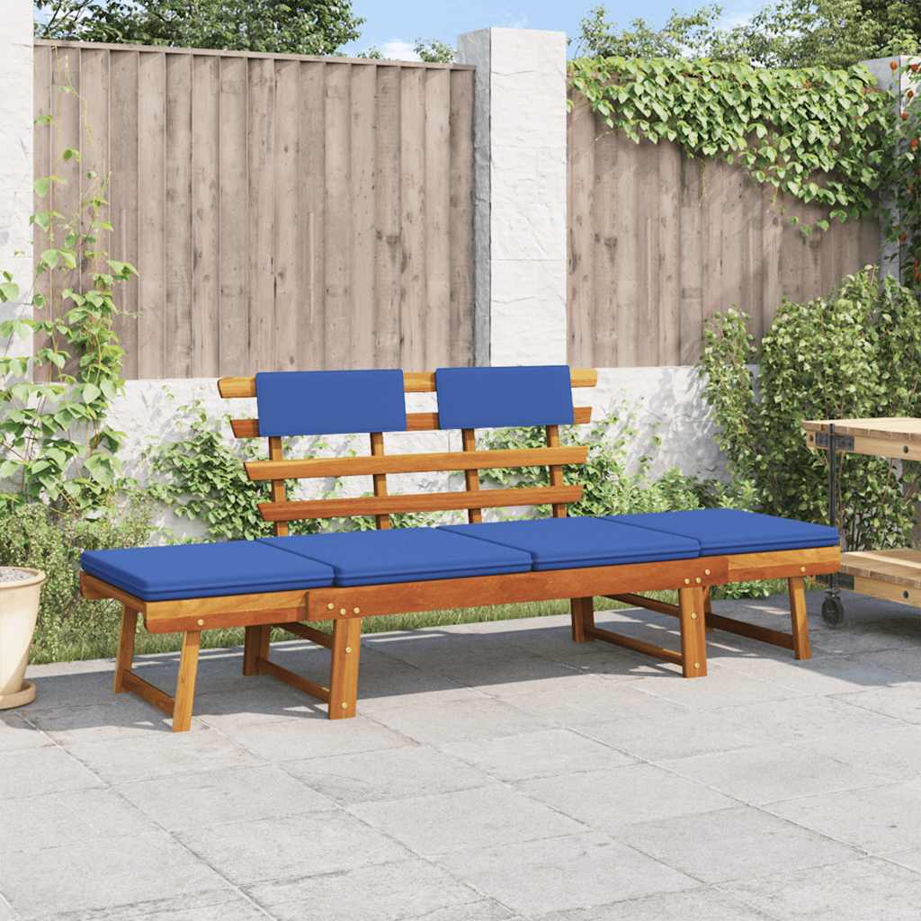 Patio Bench with Cushions 2-in-1 74.8" Solid Acacia Wood