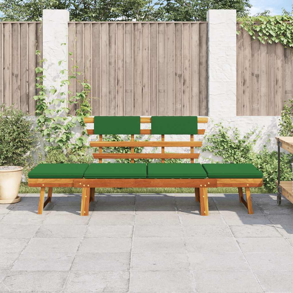 Patio Bench with Cushions 2-in-1 74.8" Solid Acacia Wood