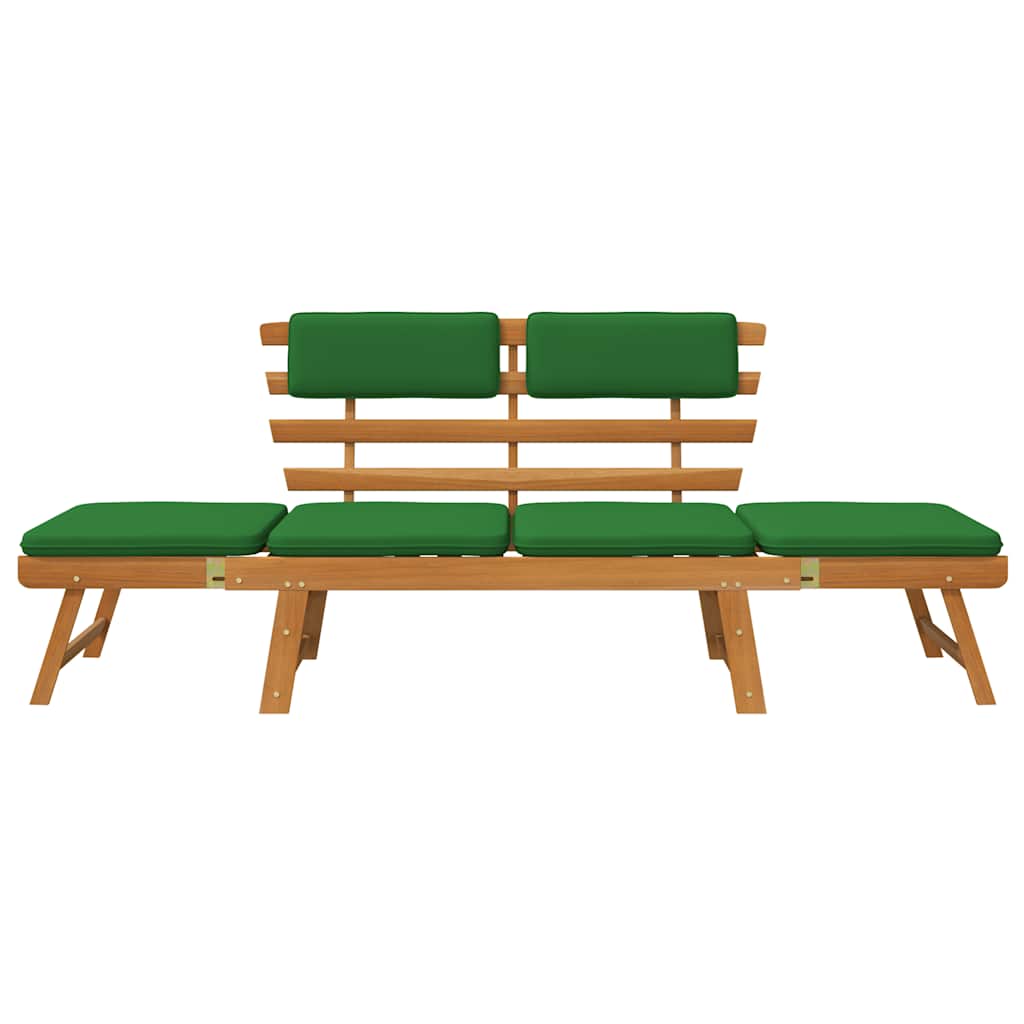Patio Bench with Cushions 2-in-1 74.8" Solid Acacia Wood