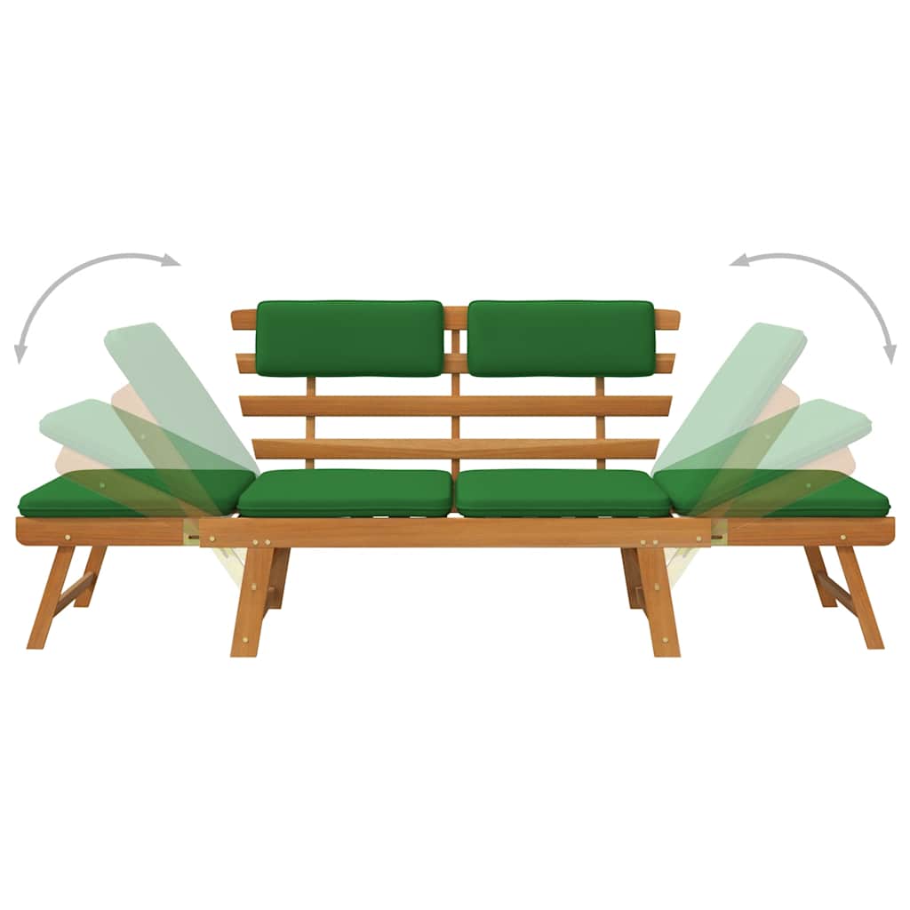 Patio Bench with Cushions 2-in-1 74.8" Solid Acacia Wood