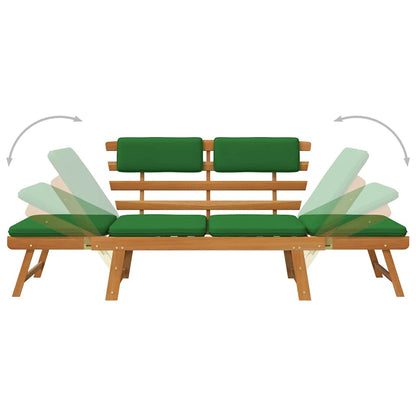 Patio Bench with Cushions 2-in-1 74.8" Solid Acacia Wood