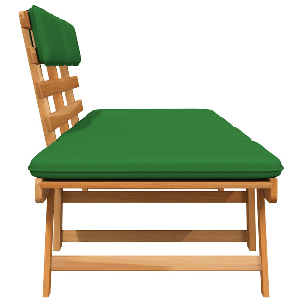 Patio Bench with Cushions 2-in-1 74.8" Solid Acacia Wood