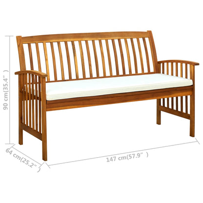 Patio Bench with Cushion 57.9" Solid Acacia Wood