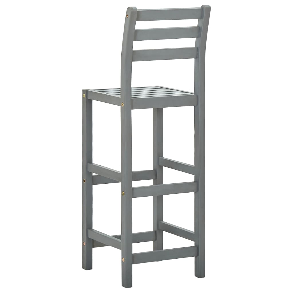 Bar Stools 4 pcs Grey Solid Acacia Wood