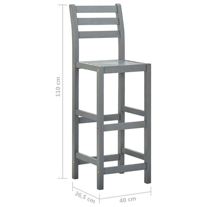 Bar Stools 4 pcs Grey Solid Acacia Wood