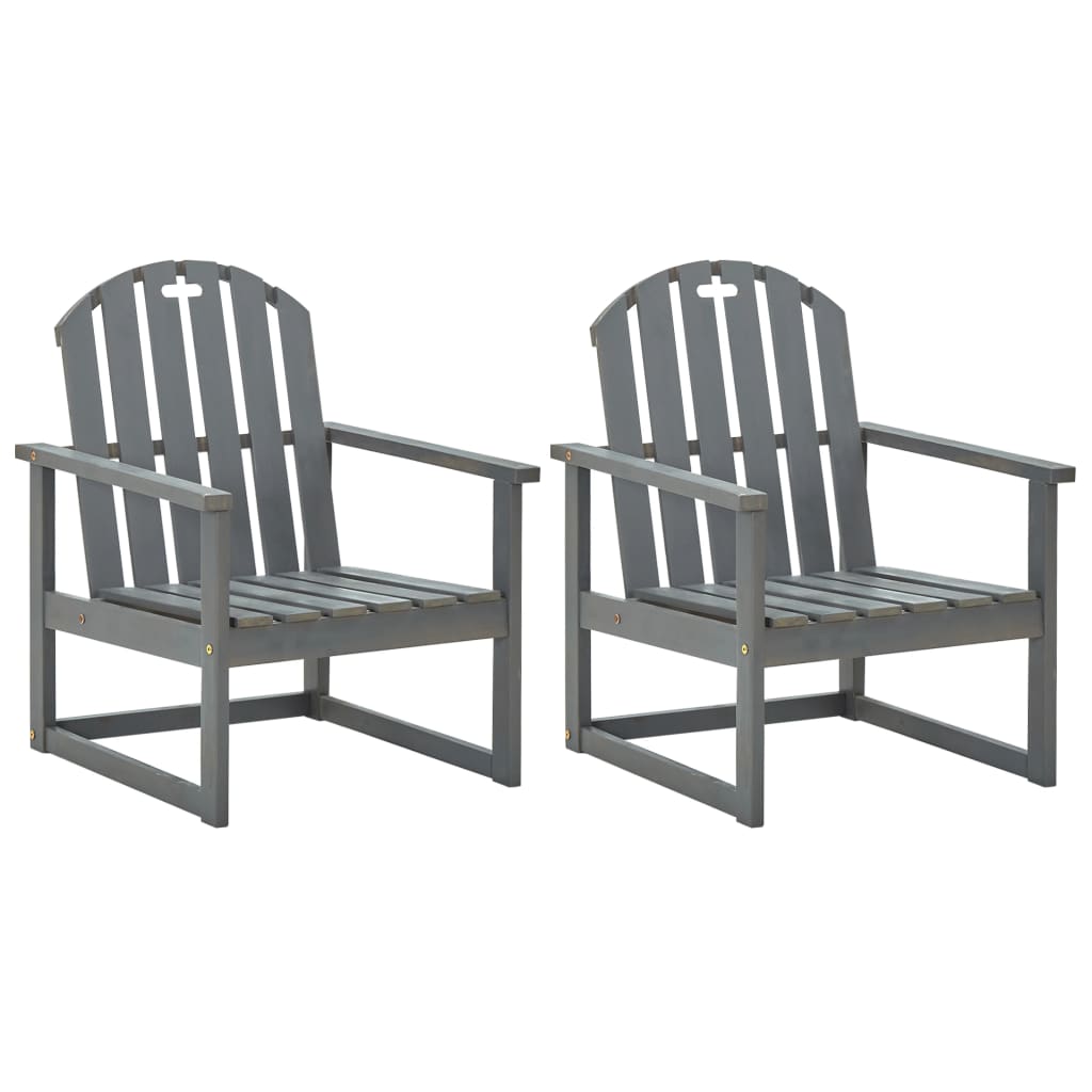 Garden Chair | Set of 2 | Grey | Solid acacia wood