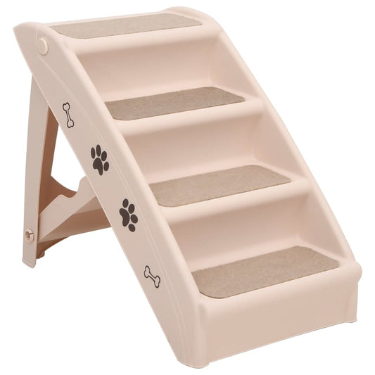 vidaXL Dog Stair Cream Polypropylene 24.4x15.7x19.5 in Foldable
