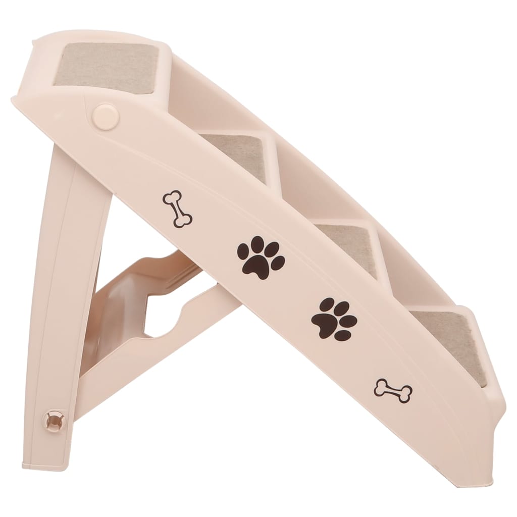 vidaXL Dog Stair Cream Polypropylene 24.4x15.7x19.5 in Foldable