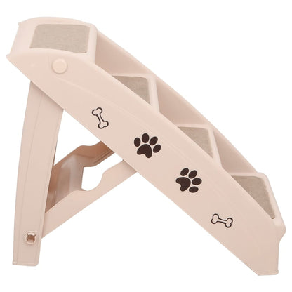 vidaXL Dog Stair Cream Polypropylene 24.4x15.7x19.5 in Foldable