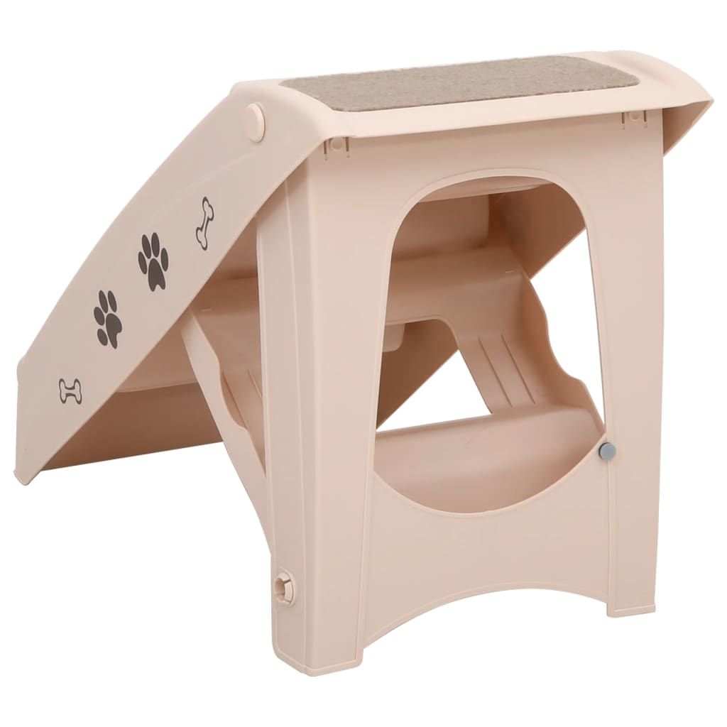 vidaXL Dog Stair Cream Polypropylene 24.4x15.7x19.5 in Foldable
