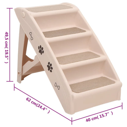 vidaXL Dog Stair Cream Polypropylene 24.4x15.7x19.5 in Foldable