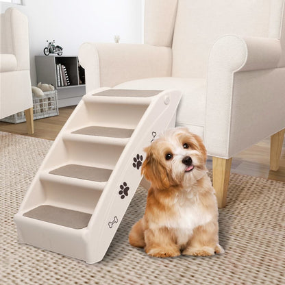 vidaXL Dog Stair Cream Polypropylene 24.4x15.7x19.5 in Foldable