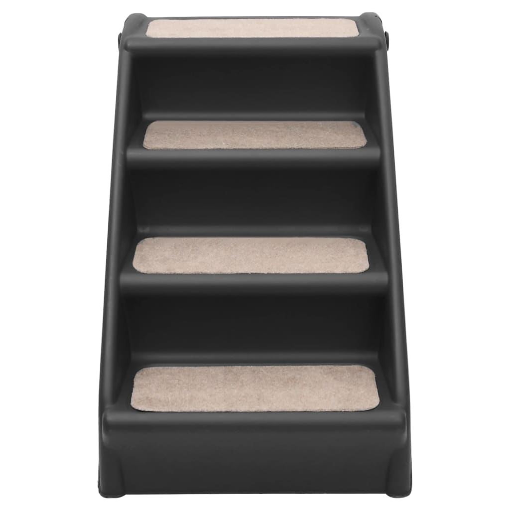 vidaXL Dog Stair Black PP (polypropylene), felt Medium Foldable