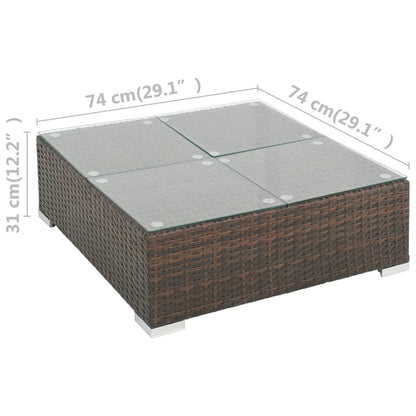 7 Piece Patio Lounge Set with Cushions Poly Rattan Brown