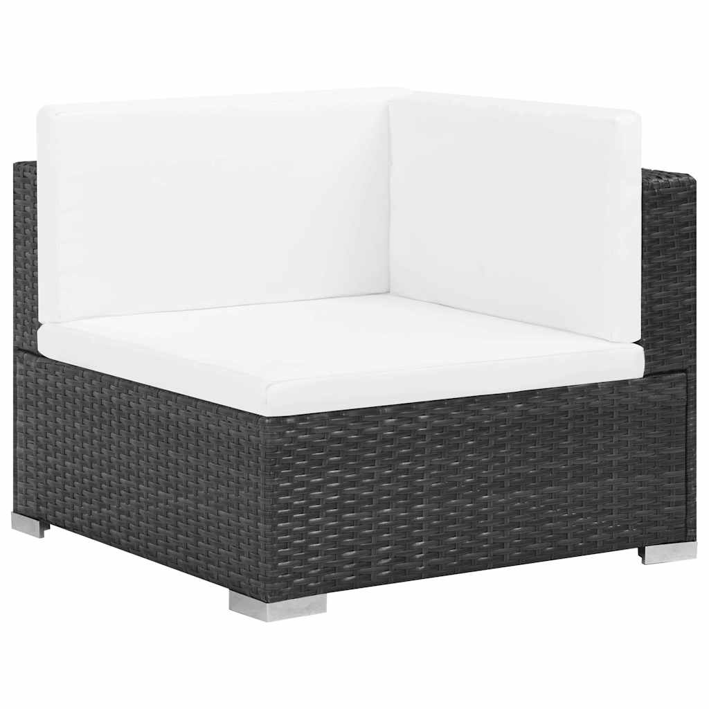 6 Piece Patio Lounge Set with Cushions Poly Rattan Black