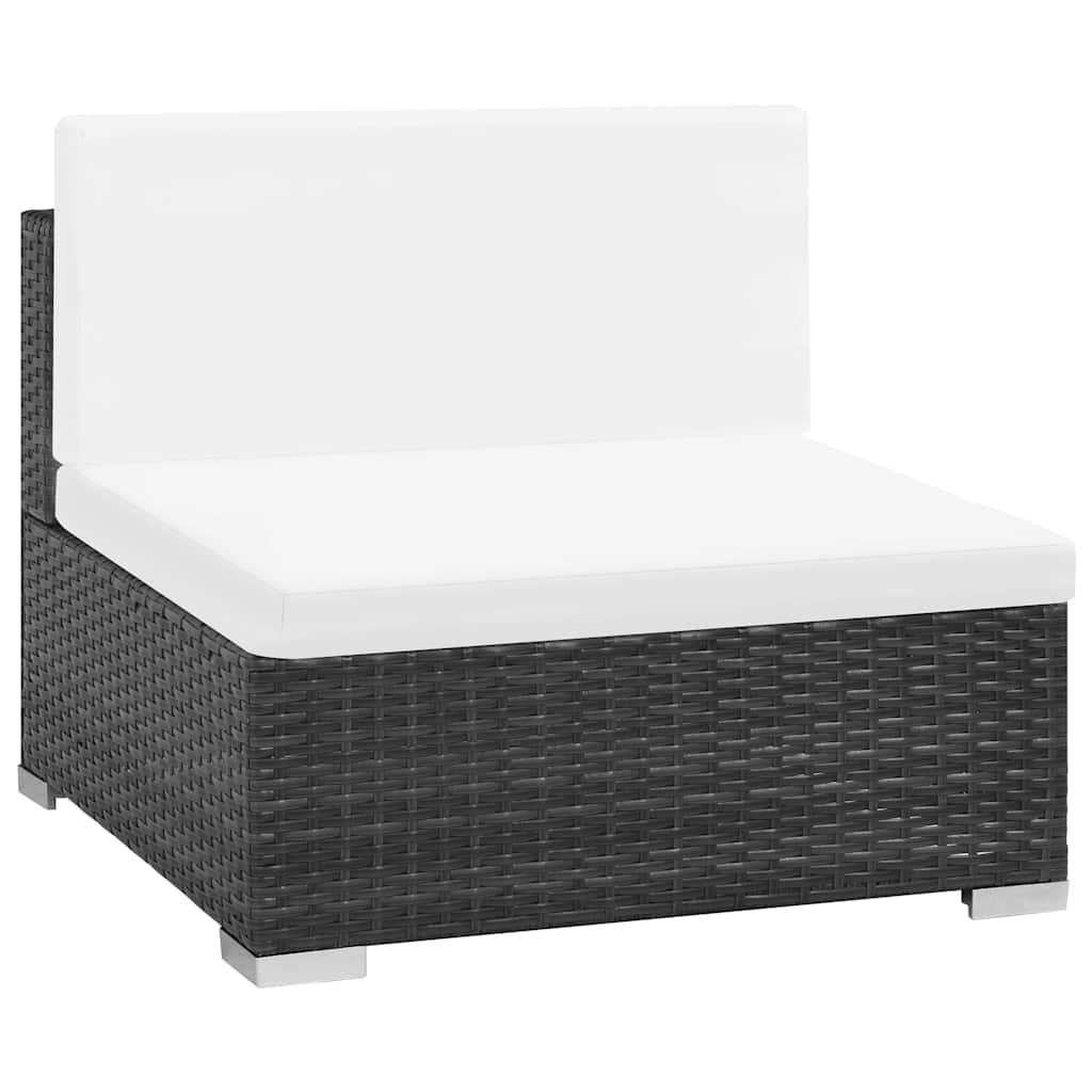 6 Piece Patio Lounge Set with Cushions Poly Rattan Black