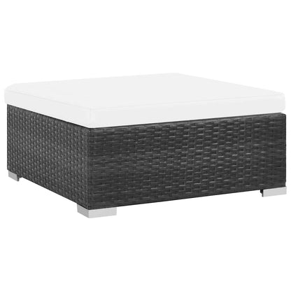 6 Piece Patio Lounge Set with Cushions Poly Rattan Black