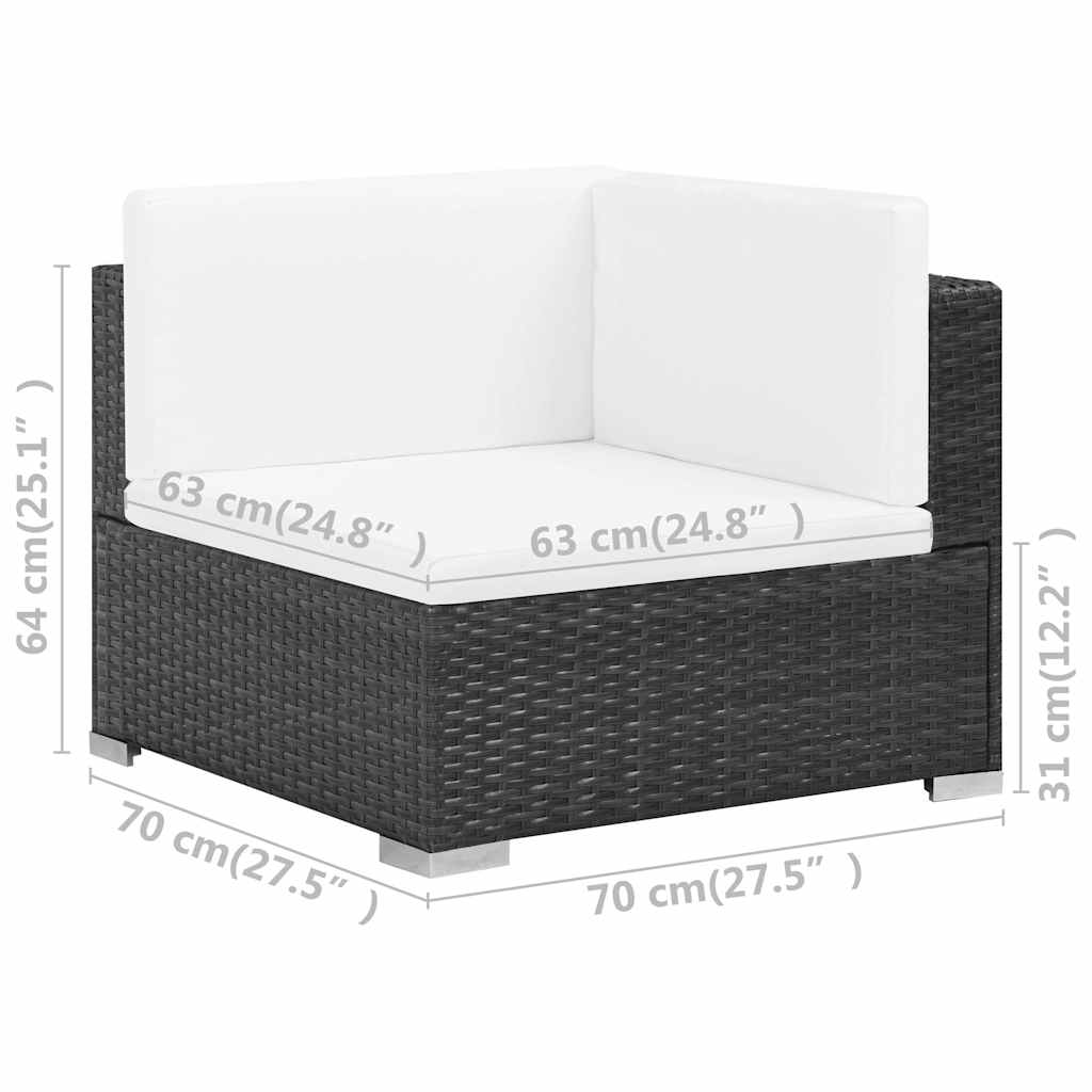 6 Piece Patio Lounge Set with Cushions Poly Rattan Black
