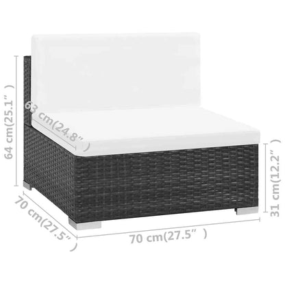6 Piece Patio Lounge Set with Cushions Poly Rattan Black