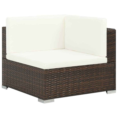 6 Piece Garden Lounge Set with Cushions Poly Rattan Brown