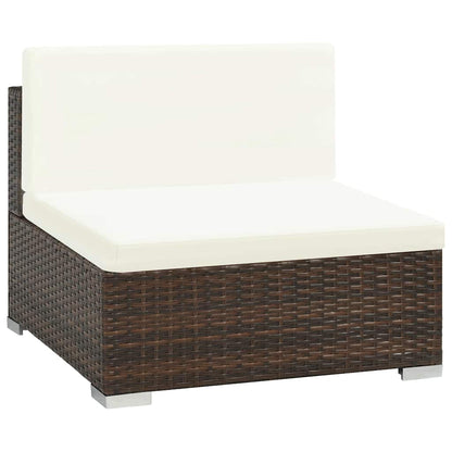6 Piece Garden Lounge Set with Cushions Poly Rattan Brown