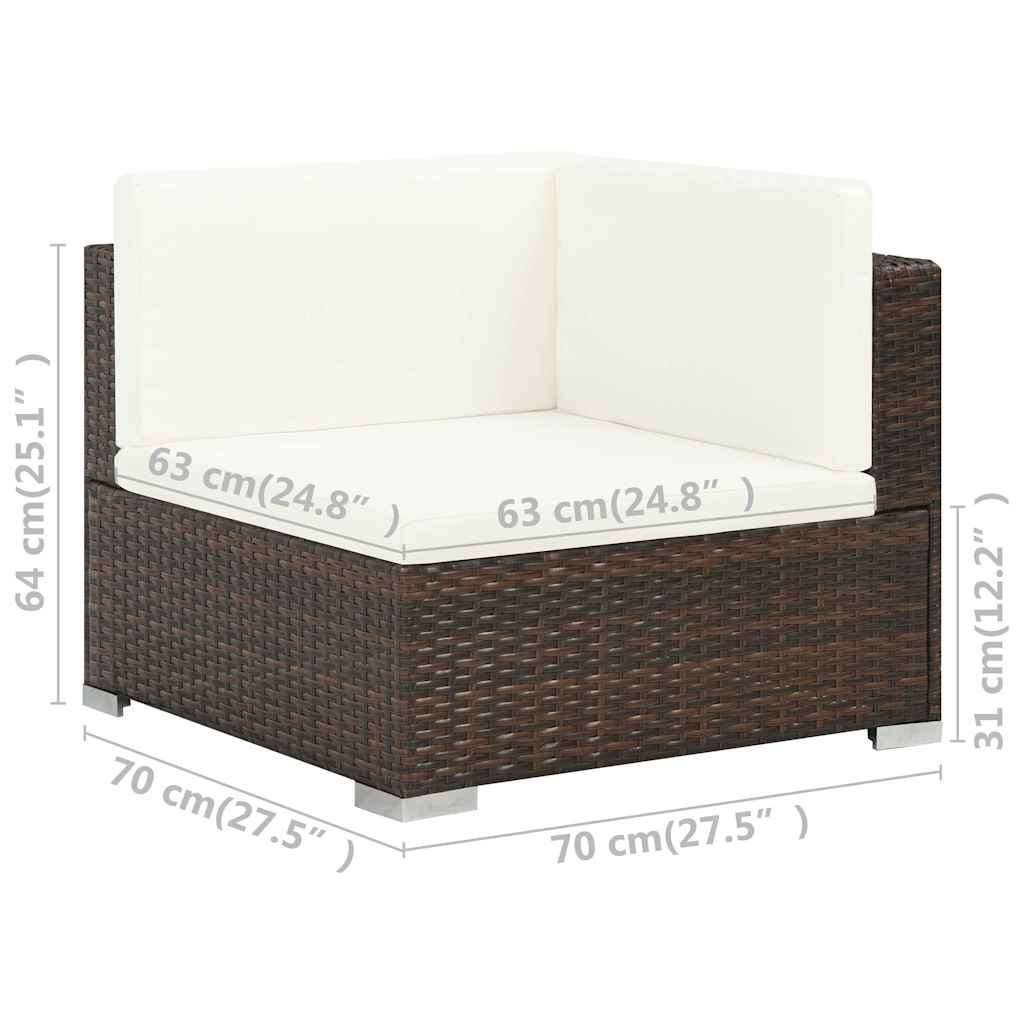 6 Piece Garden Lounge Set with Cushions Poly Rattan Brown