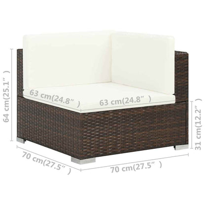 6 Piece Garden Lounge Set with Cushions Poly Rattan Brown