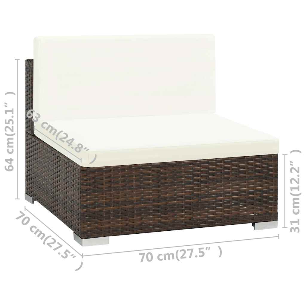 6 Piece Garden Lounge Set with Cushions Poly Rattan Brown