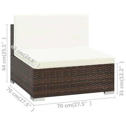 6 Piece Garden Lounge Set with Cushions Poly Rattan Brown