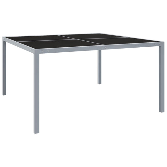 Garden Table | Grey | Powder-coated steel, tempered glass