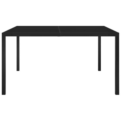 Garden Table 130x130x72 cm Black Steel and Glass