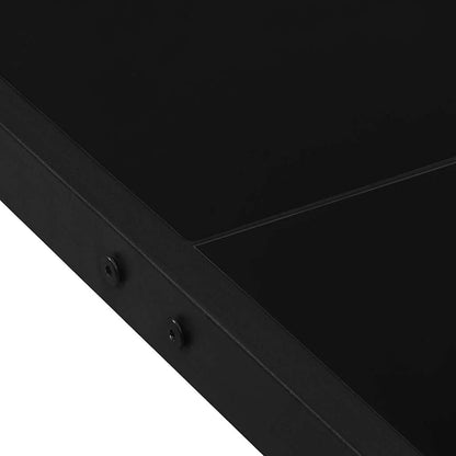 Garden Table 130x130x72 cm Black Steel and Glass